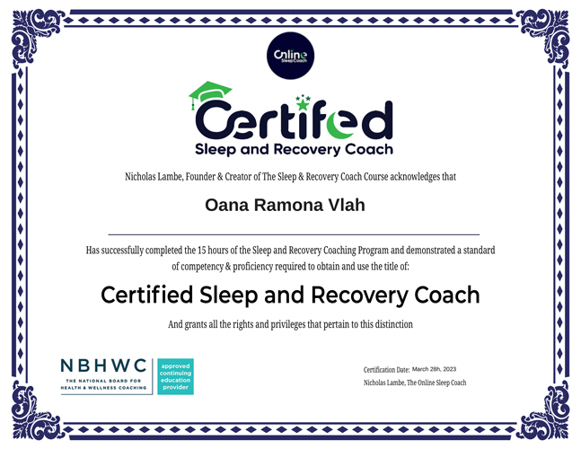 Oana Ramona Vlah Course Certificate
